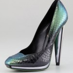 Yves Saint Laurent Snakeskin Mirror-Heeled Pump